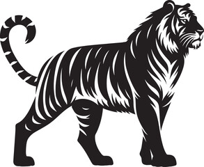 Obraz premium Tiger Silhouette isolated on white background Minimalist tiger vector shape icon