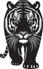 Tiger Silhouette isolated on white background Minimalist tiger vector shape icon