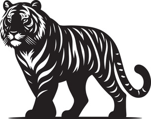 Tiger Silhouette isolated on white background Minimalist tiger vector shape icon