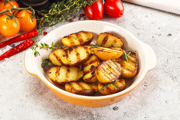 Grilled young small baby potato