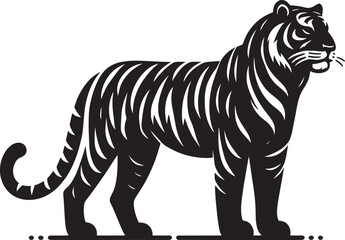 Tiger Silhouette isolated on white background Minimalist tiger vector shape icon
