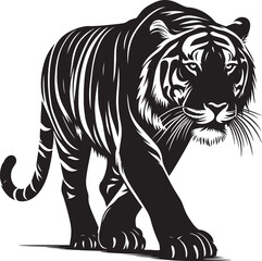 Tiger Silhouette isolated on white background Minimalist tiger vector shape icon