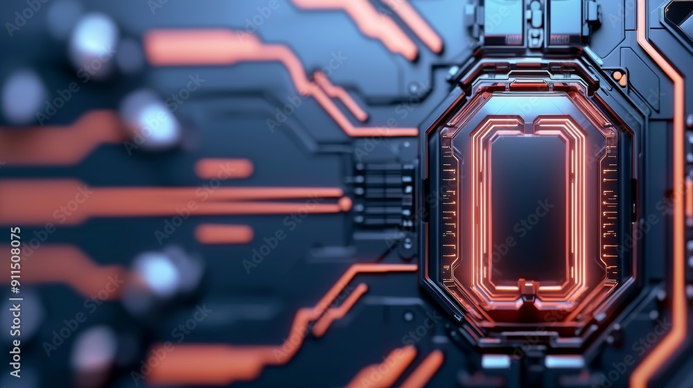 Poster ai-powered future, digital networks, futuristic architecture, holographic interfaces