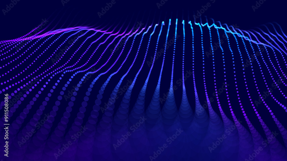 Fototapete Digital Data Flow Vector Background. Big Data Technology Dots. Tech or Science Presentation Backdrop. Information Matrix Flow in Virtual Reality Cyberspace. Vector Illustration.