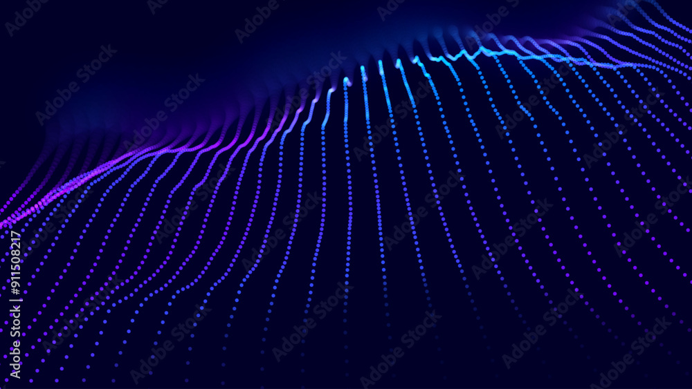 Aufkleber Cyber Big Data Flow Particles Bokeh. Digital Neural Network. Concept of AI Artificial Intelligence Technology Machine Deep Learning. Digital Communication. Science Technology Presentation Vector.