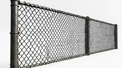 Metal chain link fence against a grey background