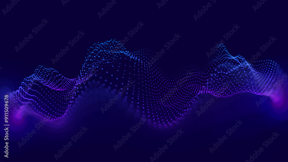 Poster Cyber Big Data Flow Particles Bokeh. Digital Neural Network. Concept of AI Artificial Intelligence Technology Machine Deep Learning. Digital Communication. Science Technology Presentation Vector.