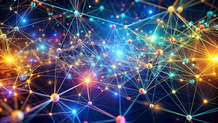 Obraz premium A Vibrant Tapestry of Glowing Nodes and Dynamic Connections Generative AI