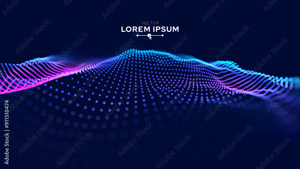 Poster Cyber Big Data Flow Particles Bokeh. Digital Neural Network. Concept of AI Artificial Intelligence Technology Machine Deep Learning. Digital Communication. Science Technology Presentation Vector.