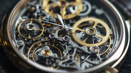 Close-up of a Mechanical Watch Movement