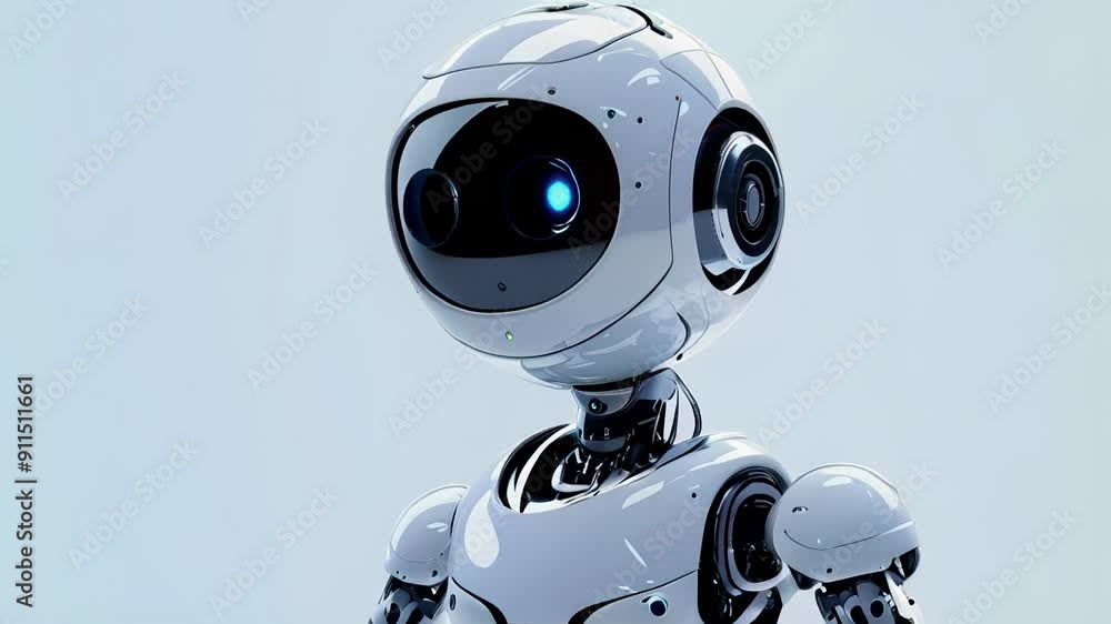 Poster discover the latest advancements in robotics, featuring a humanoid robot designed for urban settings
