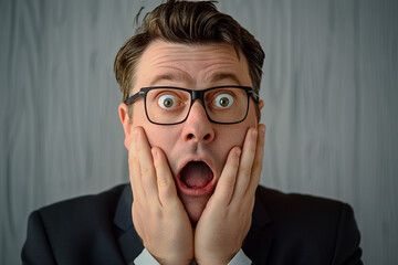 a man's surprised expression, suitable for use as a thumbnail or photo reference