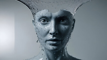 Surreal WaterHead Portrait An intriguing abstract art piece that pushes boundaries