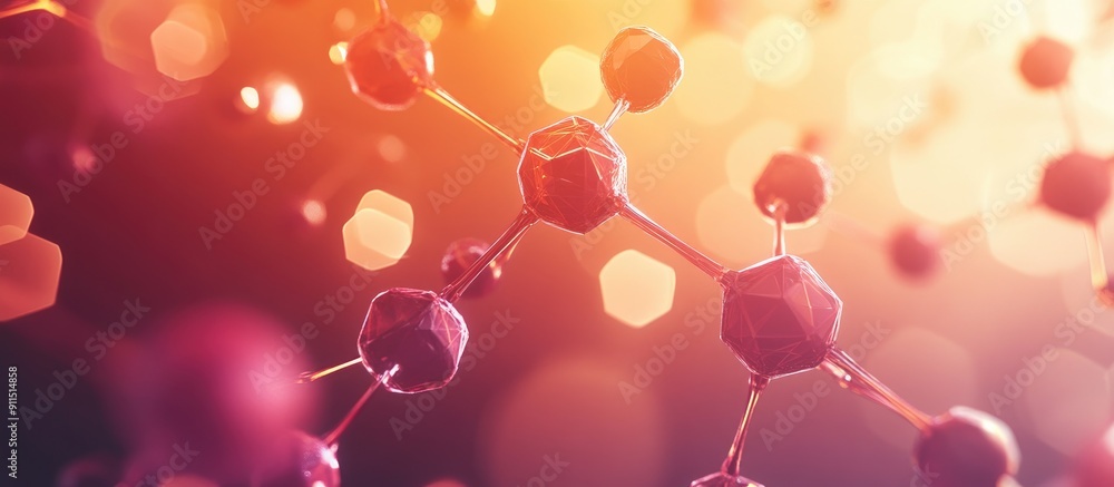 Poster abstract 3d background featuring molecular technology with polygonal shapes interconnected dots and 