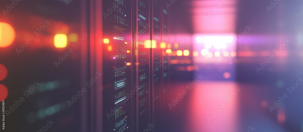 Poster abstract blurred background illustration depicting a defocused technology environment showcasing net