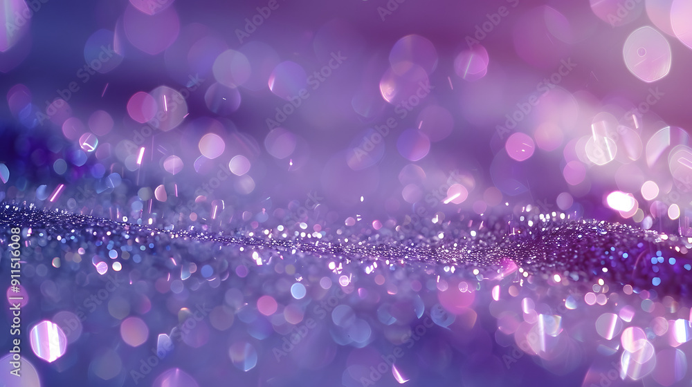 Poster abstract background with deep purple and silver particle. new year sparkle particles bokeh on lavend