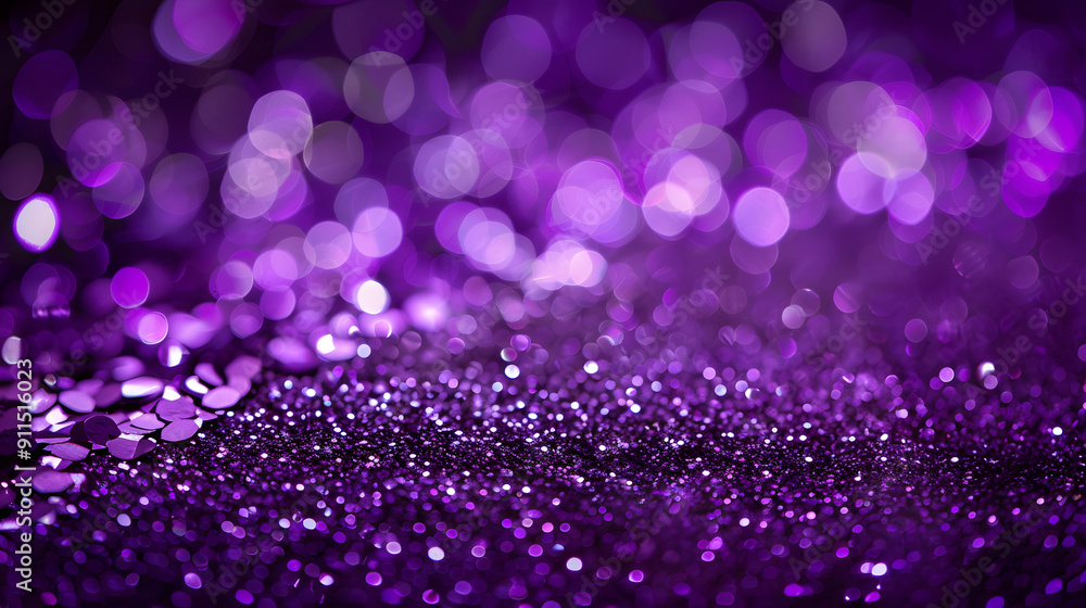 Poster abstract background with deep purple and silver particle. new year sparkle particles bokeh on lavend