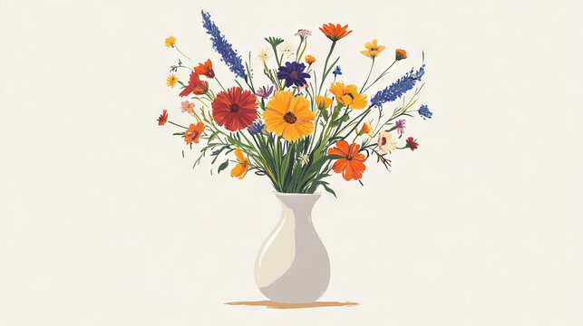 Illustrate a vase made from recycled materials or sustainable resources, filled with locally sourced flowers, highlighting environmental consciousness and creativity. 