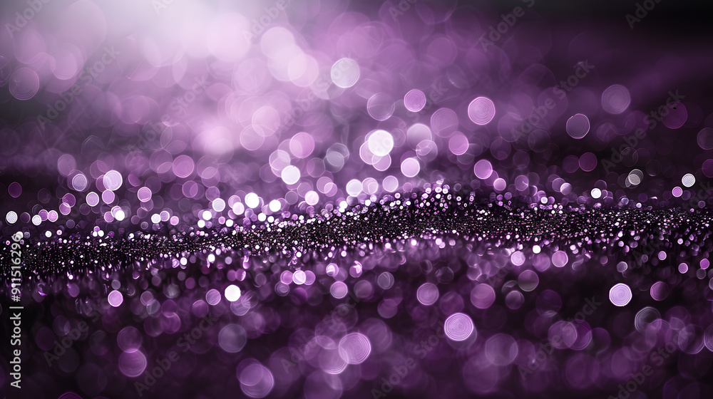 Poster abstract background with deep purple and silver particle. new year sparkle particles bokeh on lavend