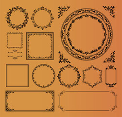 ハロウィンのフレームデザインセット