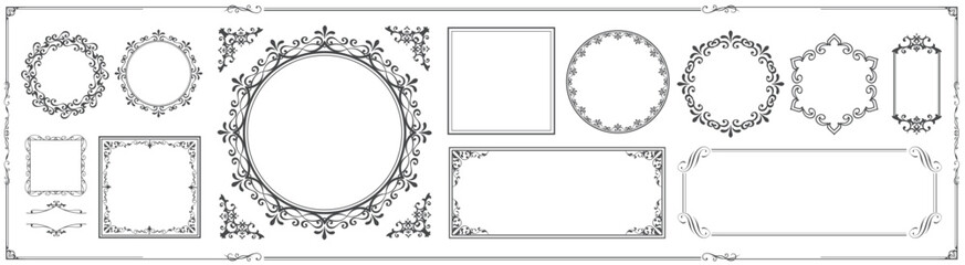 ハロウィンのフレームデザインセット