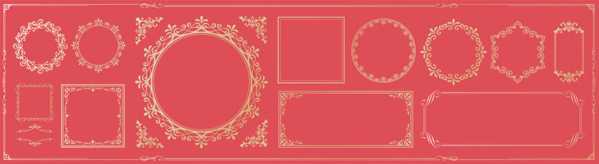 ハロウィンのフレームデザインセット