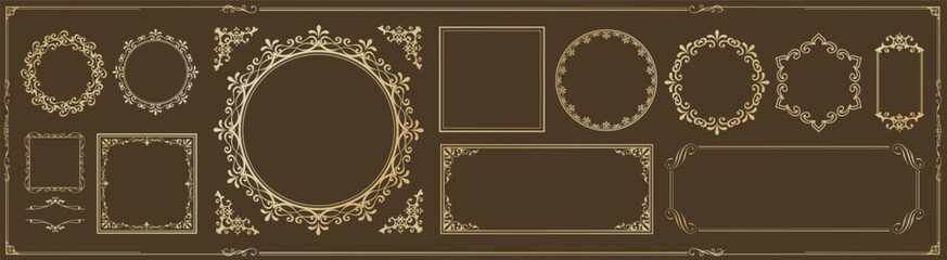 ハロウィンのフレームデザインセット