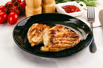 Grilled pork steak with sauce