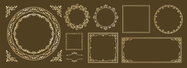 ハロウィンのフレームデザインセット