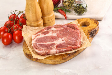 Raw pork neck steak sirloin