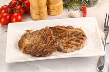 Grilled pork neck sirloin steak