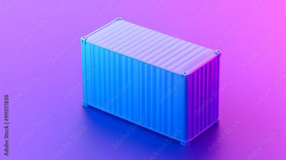 Aufkleber vibrant 3d rendering of a shipping container in a colorful gradient background, ideal for logistics,