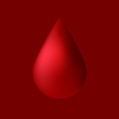 Dynamic 3D blood drop set on a captivating red backdrop.