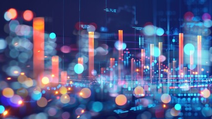 Abstract Digital Data Visualization with Bright Colors