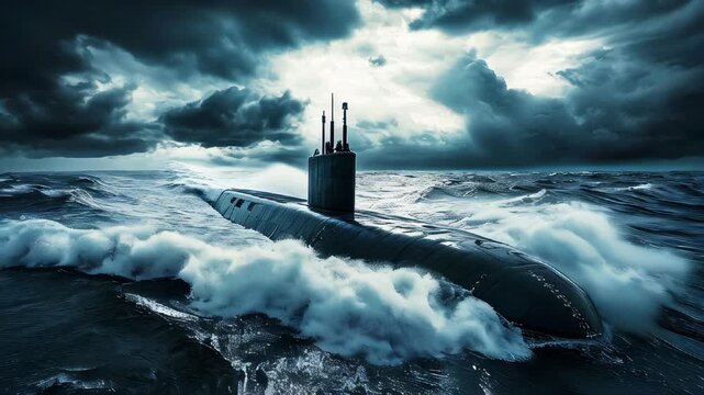 A nuclear submarine navigating at surface