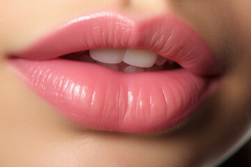 Fototapeta premium Close-up of a woman's lips with rich color, smooth texture and expressive shape, highlighting natural beauty