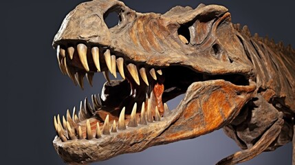 Obraz premium Tyrannosaurus Rex Dinosaur Skull Fossil Close Up
