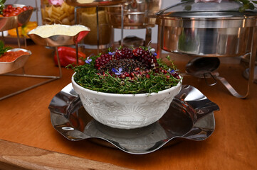 quinoa salad with pomegranate, buffet, fit food, thanksgiving day
,haute cuisine, thanksgiving 