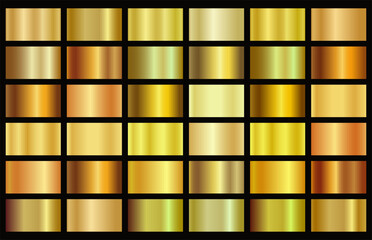 Gold rose, silver, bronze, copper and golden foil texture gradation background set. 