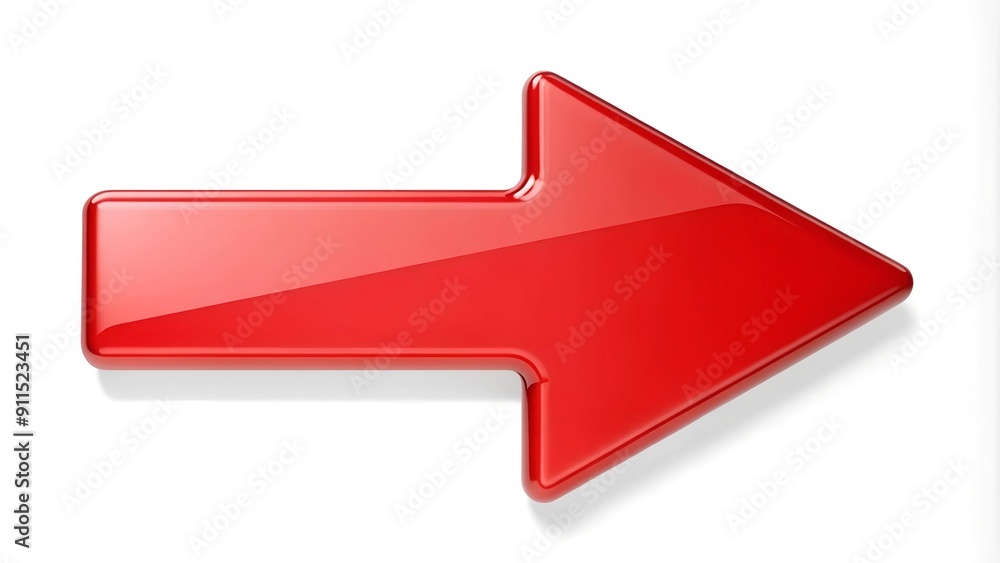 Poster glossy red arrow with a subtle gradient, hovering over a white background ai generated
