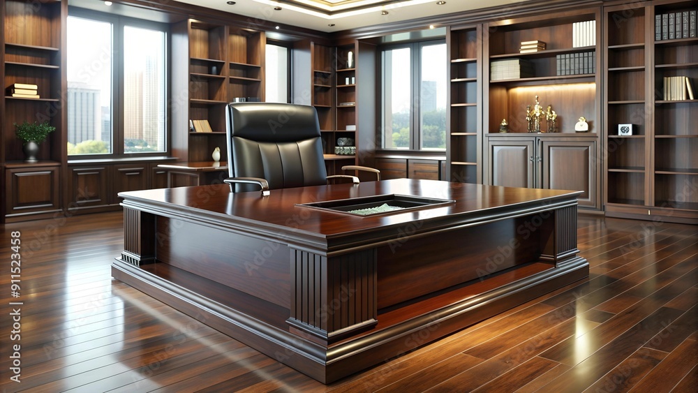 Aufkleber a study in simplicity: the grand office and its empty document tray generative ai