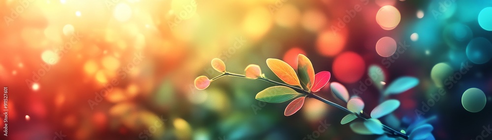 Poster abstract nature-themed background with colorful gradients and bokeh effects blending seamlessly to f