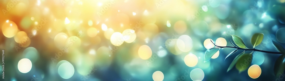 Poster modern abstract background with nature-inspired colors and bokeh effects blending seamlessly to form an artistic design that incorporates elements of vintage and contemporary styles