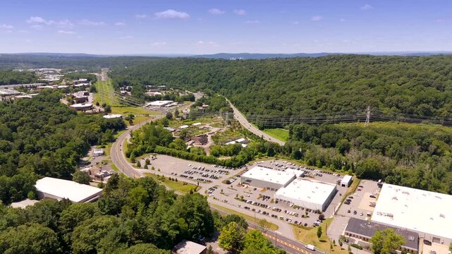 Business district Hawthorne New York circa 2024 aerial