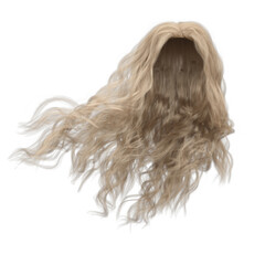 3d render soft curl wavy long blonde hair isolated