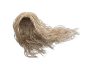 3d render soft curl wavy long blonde hair isolated