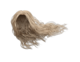 3d render soft curl wavy long blonde hair isolated