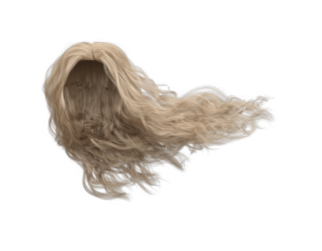 3d render soft curl wavy long blonde hair isolated