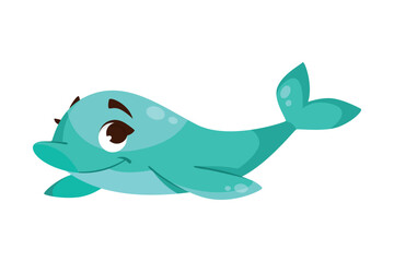 Dolphin Sea Animal with Fins Swimming in Ocean Vector Illustration