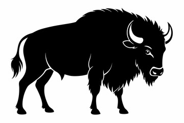 american bison silhouette, bison vector illustration, bison icon
